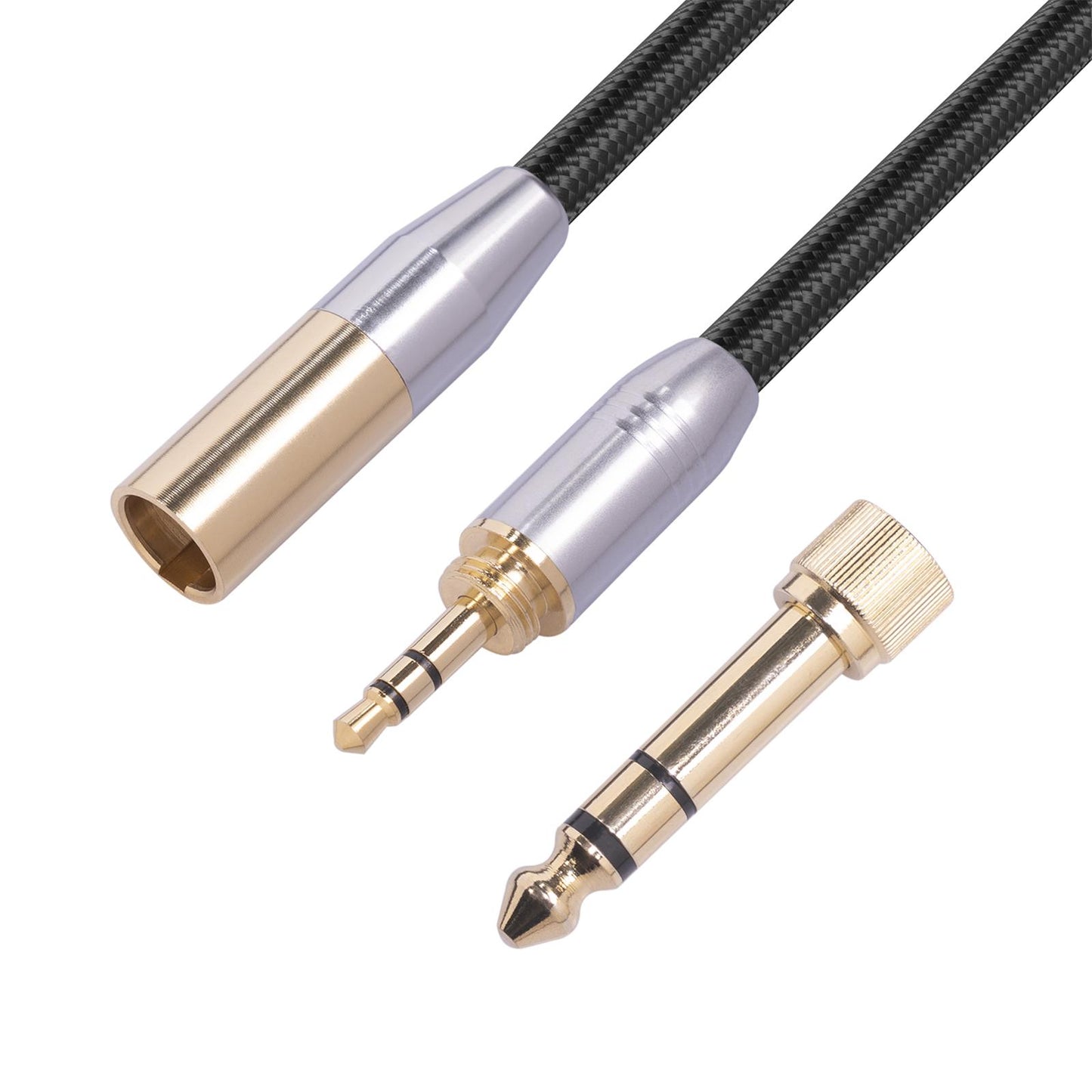 Audio Connector Microphone Cord Adapter Converter Gold Plated for Headphones 6.5mm+3.5mm