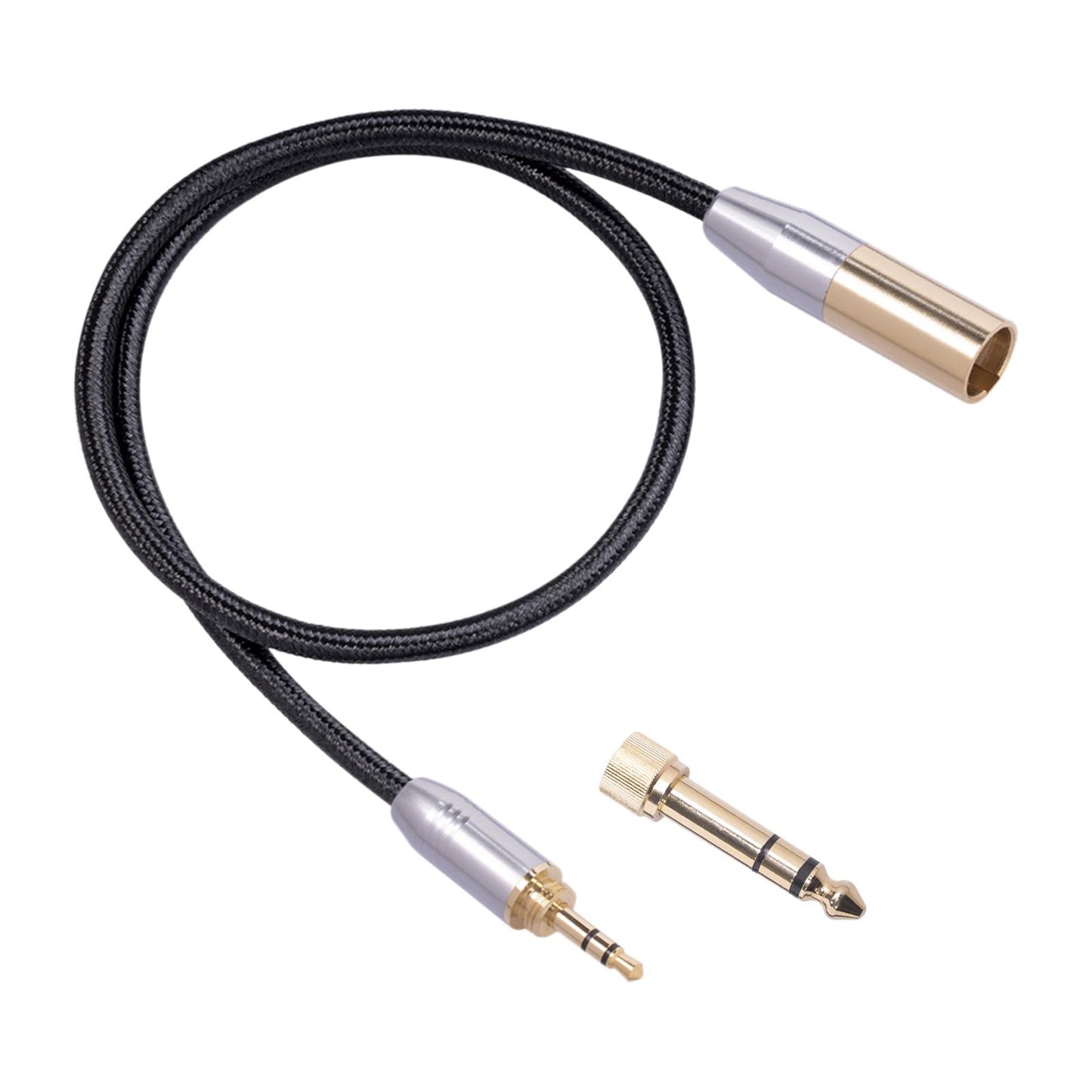 Audio Connector Microphone Cord Adapter Converter Gold Plated for Headphones 6.5mm+3.5mm