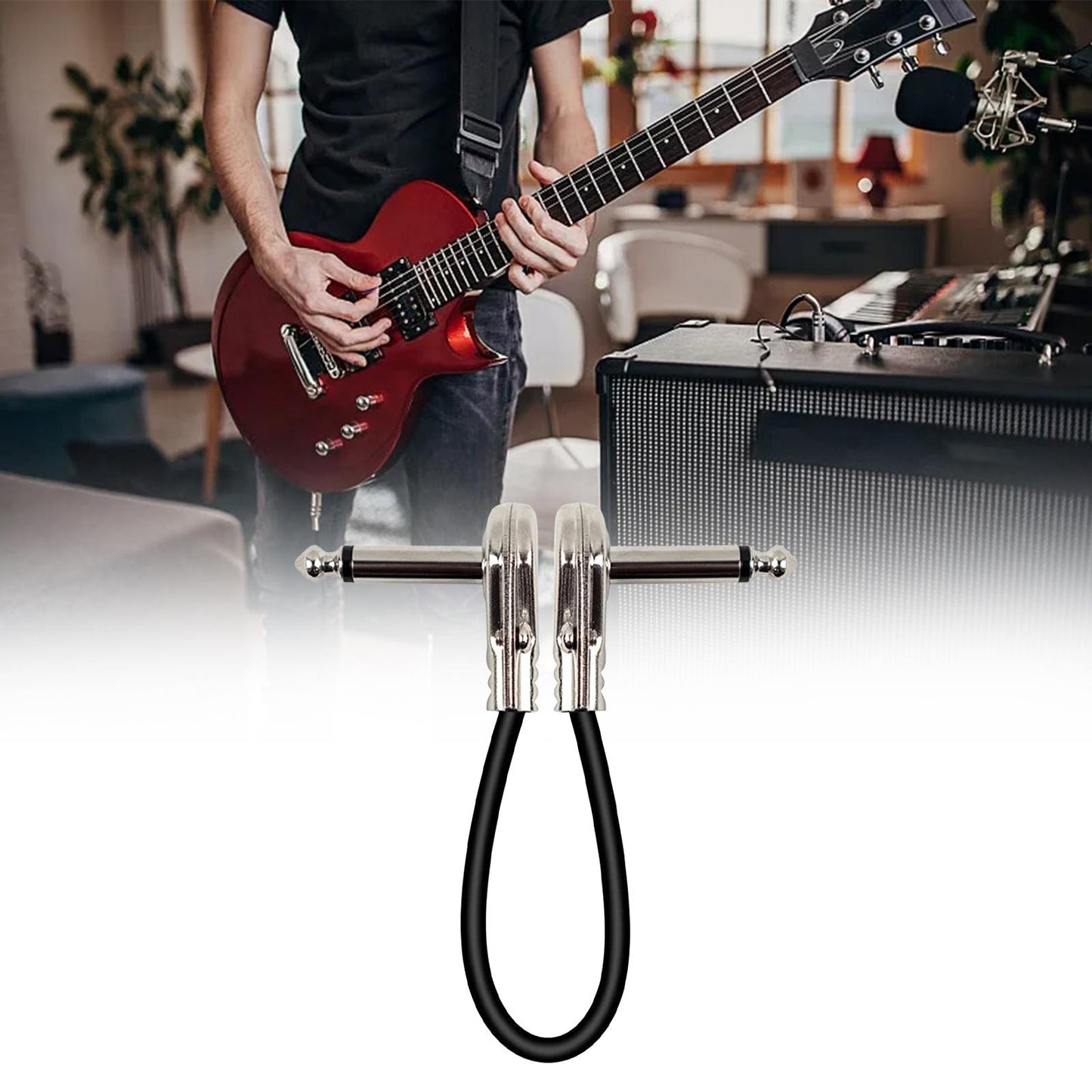 Guitar Patch Cable Cord Simply Plug into Guitar Pedal, Fit Tight Audio Cable Argent Flat 30CM
