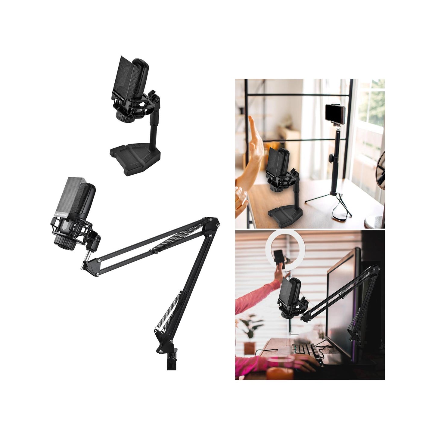 Microphone Arm Stand with Microphone Stable for Live Streaming Radio Station Table Stand