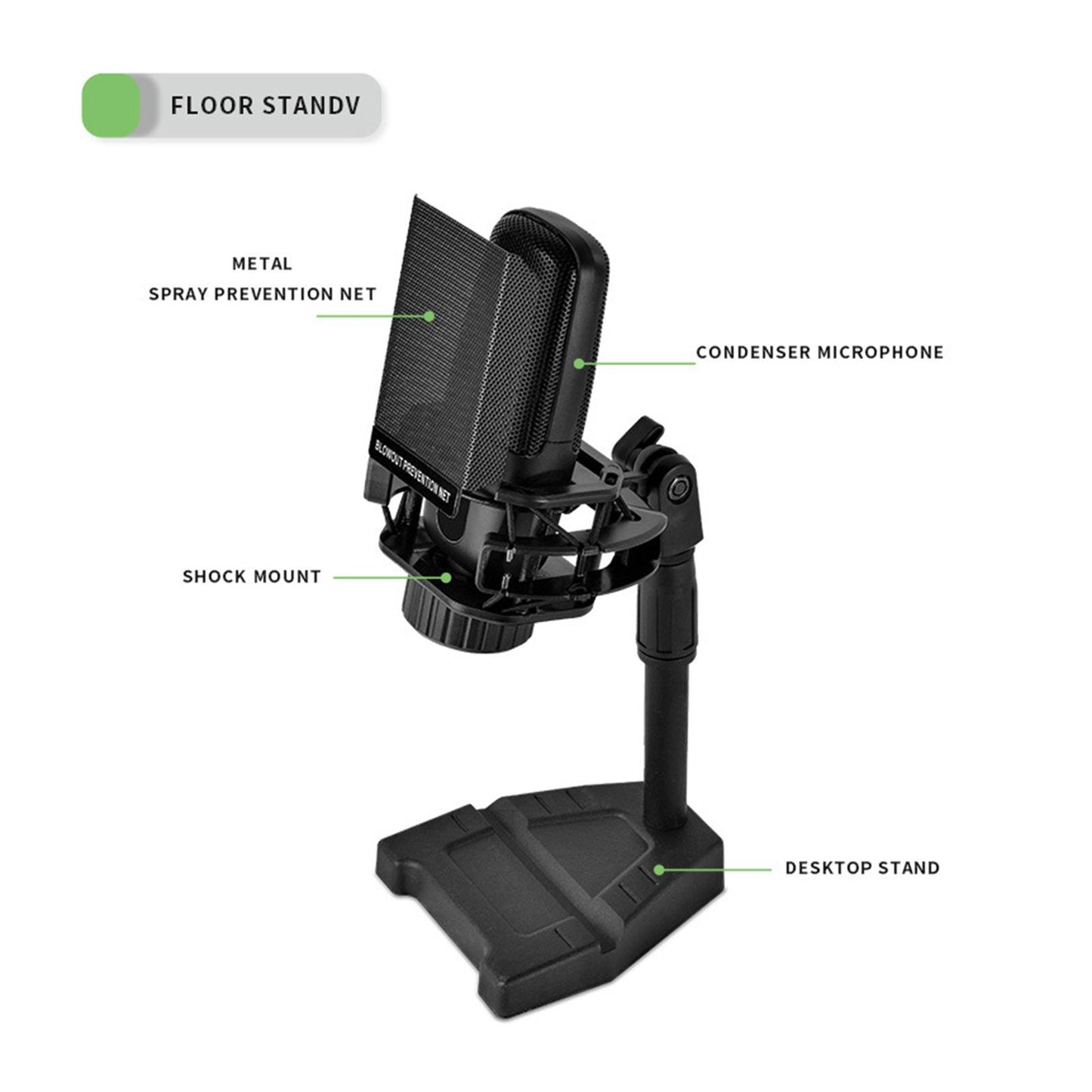 Microphone Arm Stand with Microphone Stable for Live Streaming Radio Station Table Stand