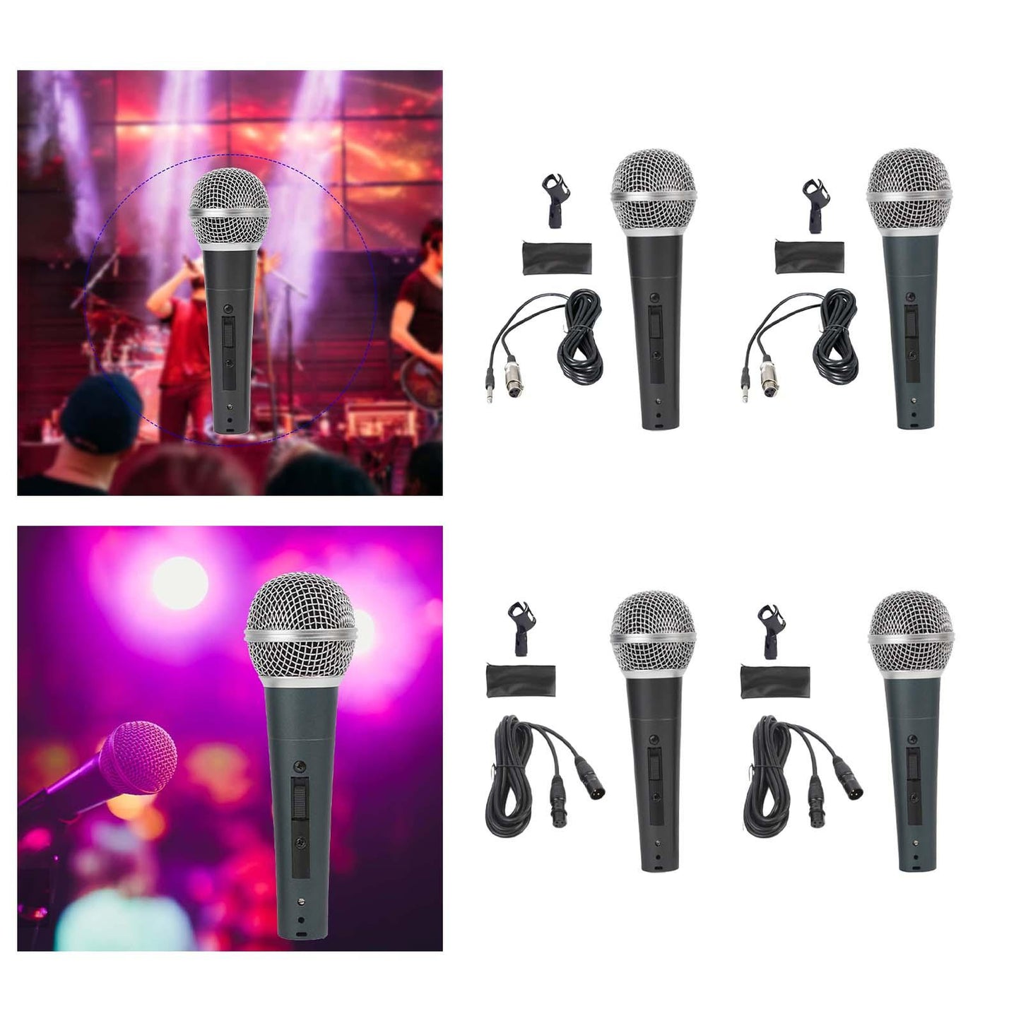 Wired Microphone Clear Sound Portable Handheld Mic for Party Wedding Singing Black Set A