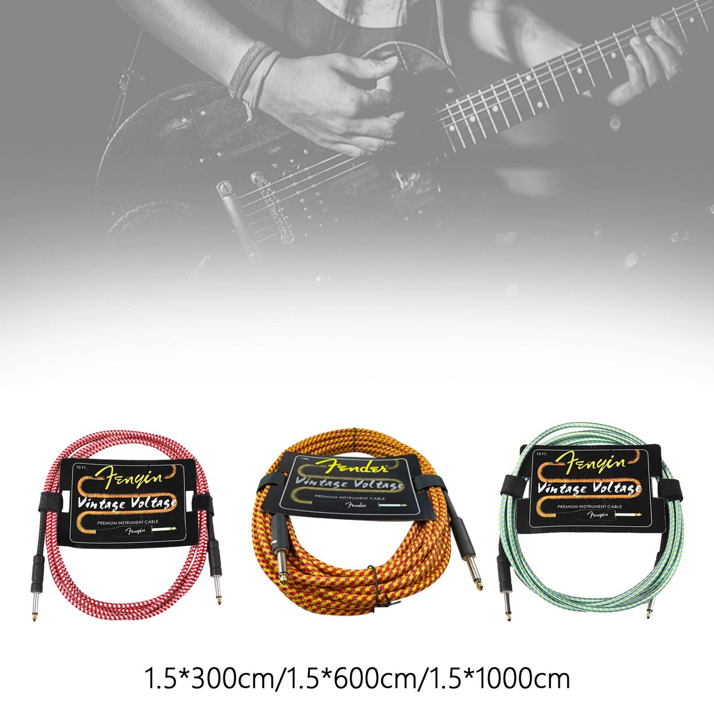Electric Instrument Cable Guitar Cable for Electric Guitar Speaker Amplifier 3m red white