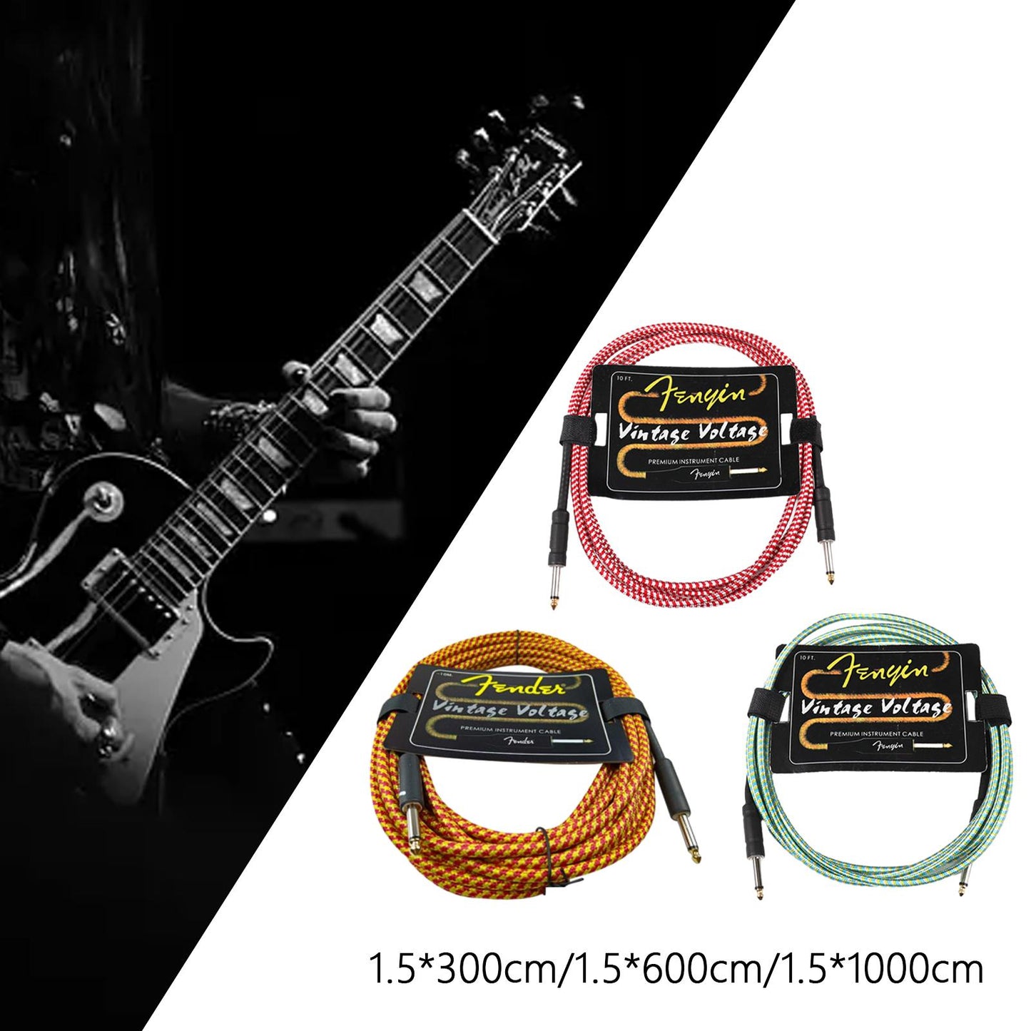 Electric Instrument Cable Guitar Cable for Electric Guitar Speaker Amplifier 3m red white