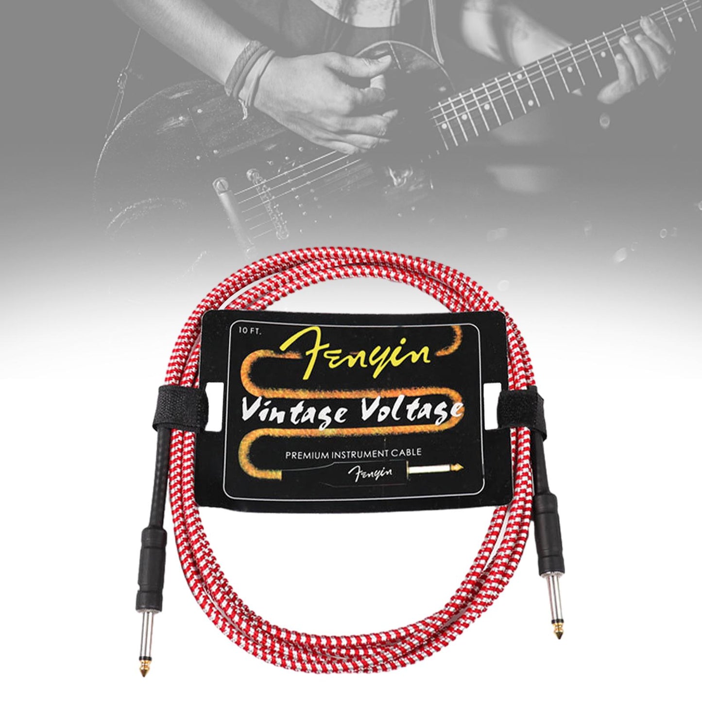 Electric Instrument Cable Guitar Cable for Electric Guitar Speaker Amplifier 10m red white