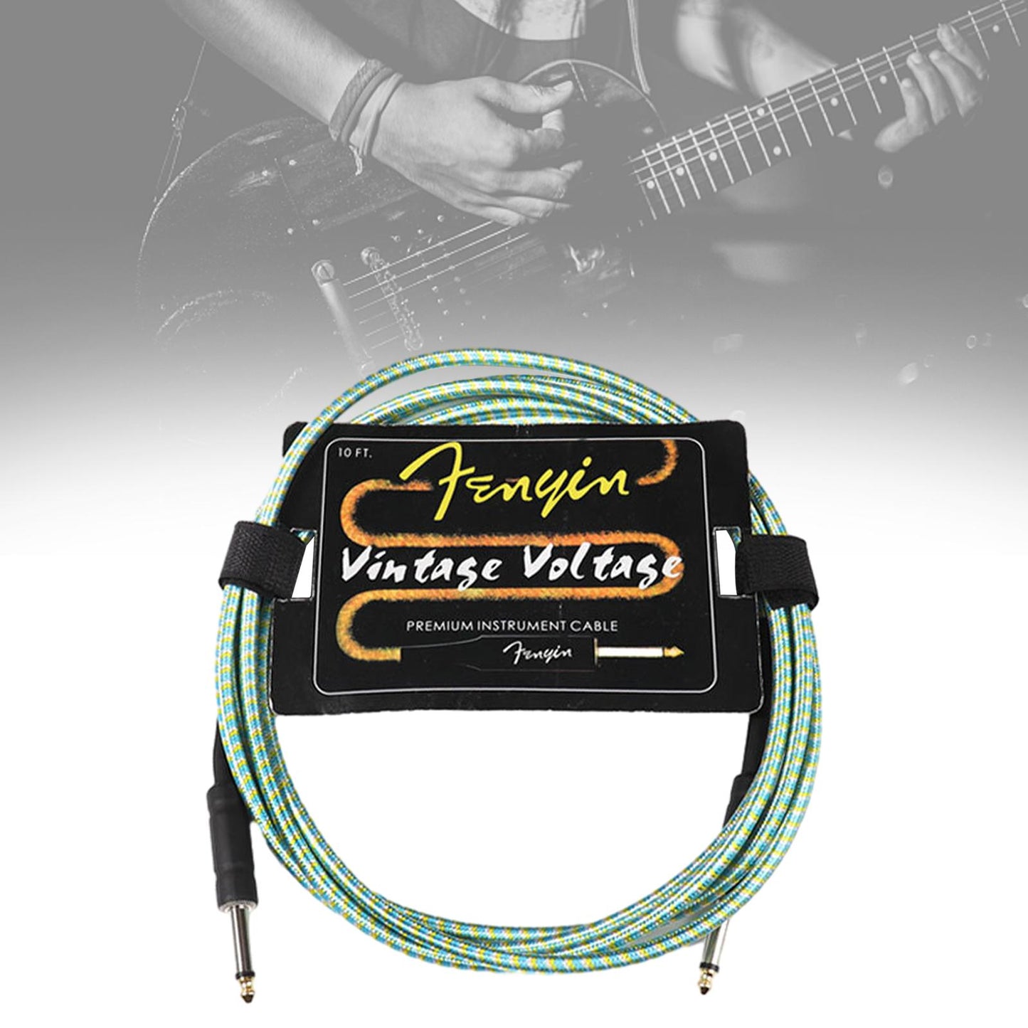Electric Instrument Cable Guitar Cable for Electric Guitar Speaker Amplifier 10m blue yellow