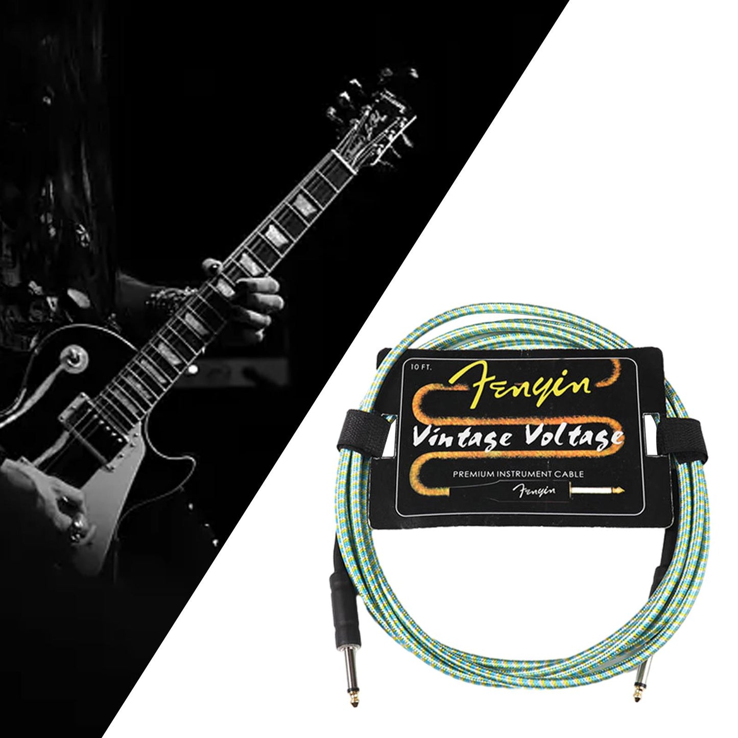 Electric Instrument Cable Guitar Cable for Electric Guitar Speaker Amplifier 10m blue yellow
