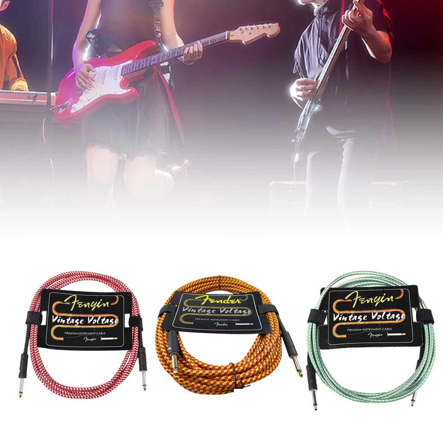 Guitar Cable Electric Instrument Cable for Amplifier Electric Guitar Speaker red with white