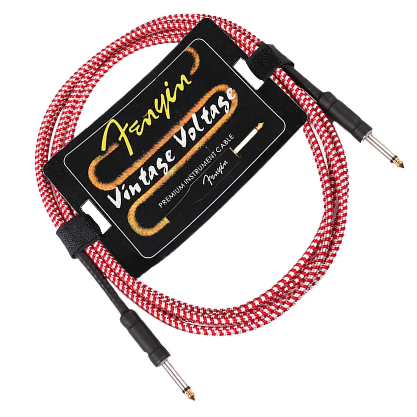 Guitar Cable Electric Instrument Cable for Amplifier Electric Guitar Speaker red with white