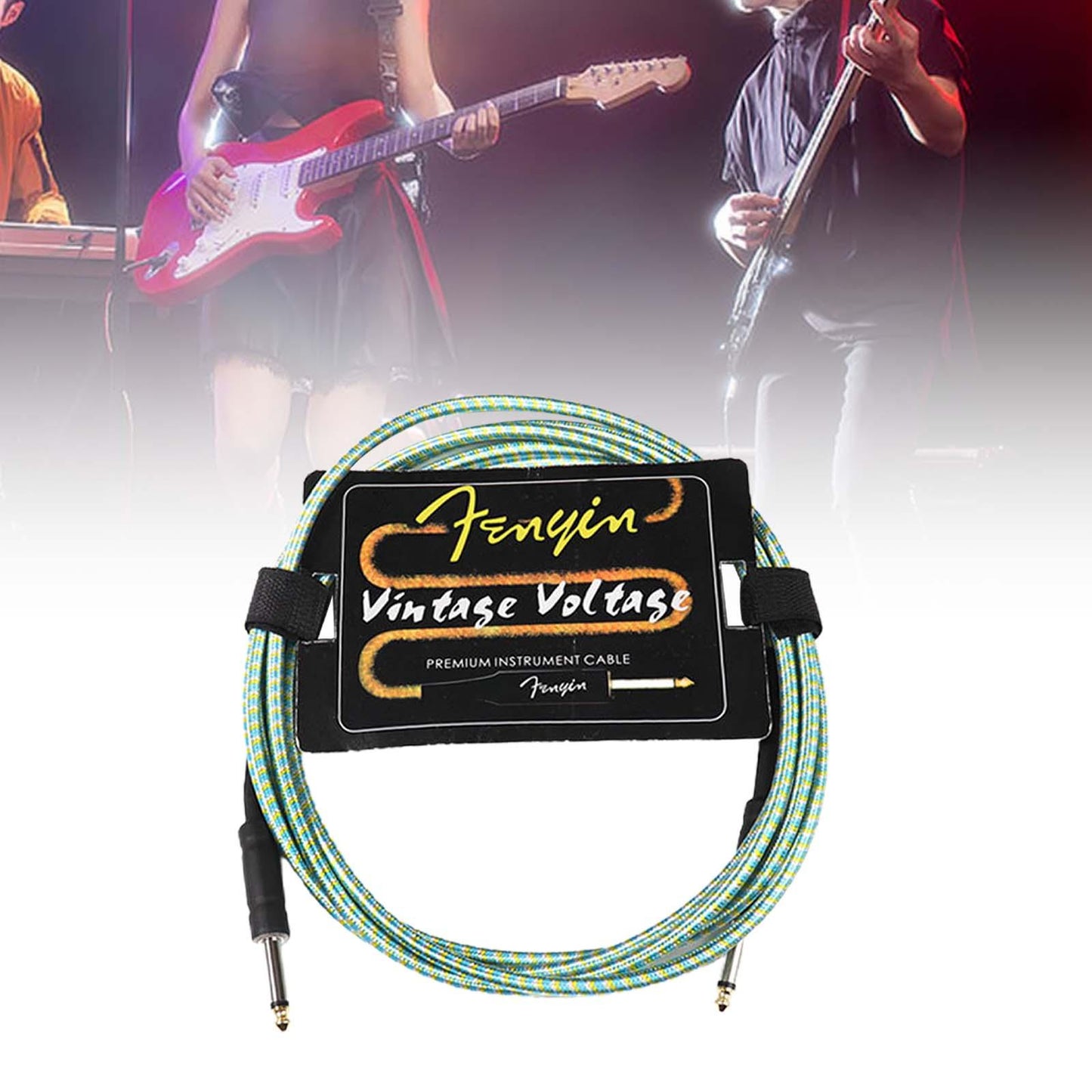 Guitar Cable Electric Instrument Cable for Amplifier Electric Guitar Speaker blue with yellow