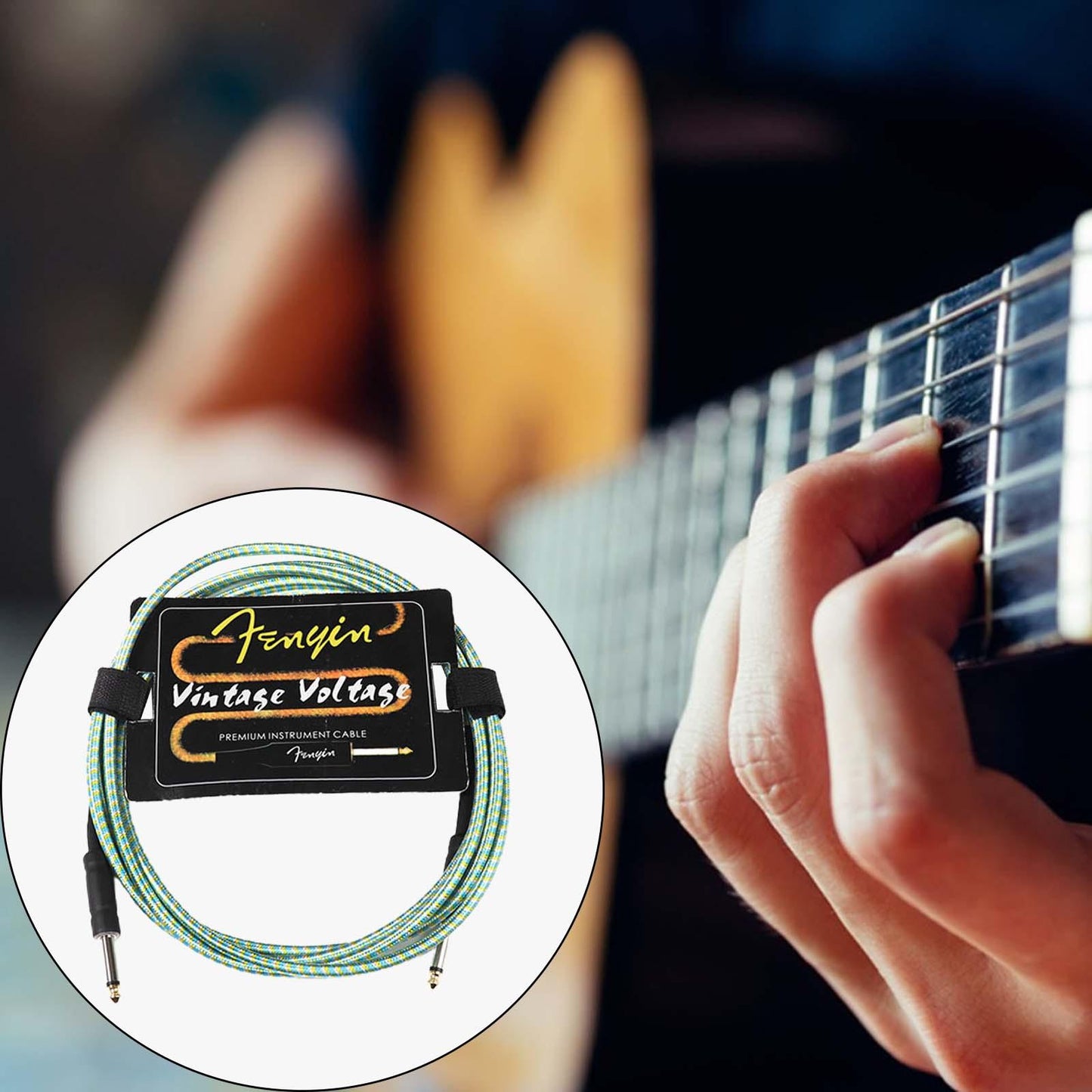 Guitar Cable Electric Instrument Cable for Amplifier Electric Guitar Speaker blue with yellow