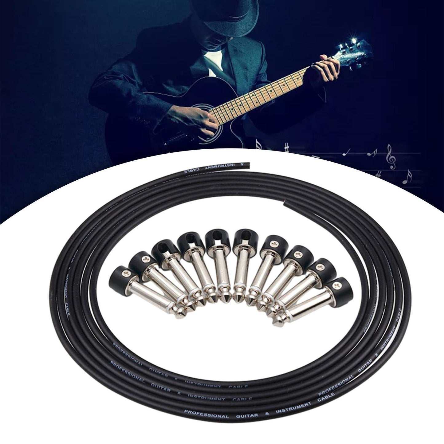 Solderless Guitar Pedal Patch Cable Set Flexible 3 Meters 10ft Wire for Bass