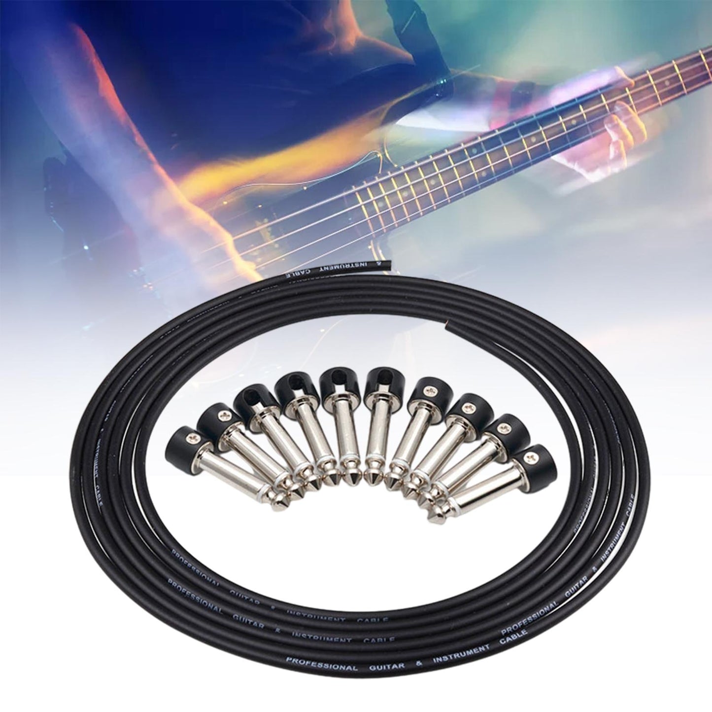 Solderless Guitar Pedal Patch Cable Set Flexible 3 Meters 10ft Wire for Bass
