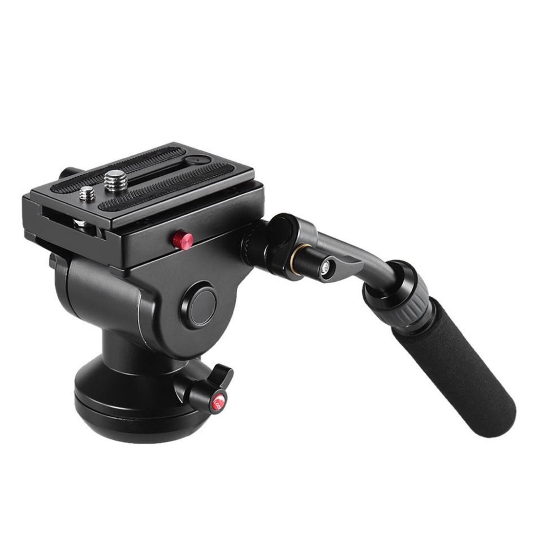 Aluminum Alloy Heavy Duty Video Camera Tripod Action Fluid Drag Head with Sliding Plate for DSLR & SLR Cameras (Black)