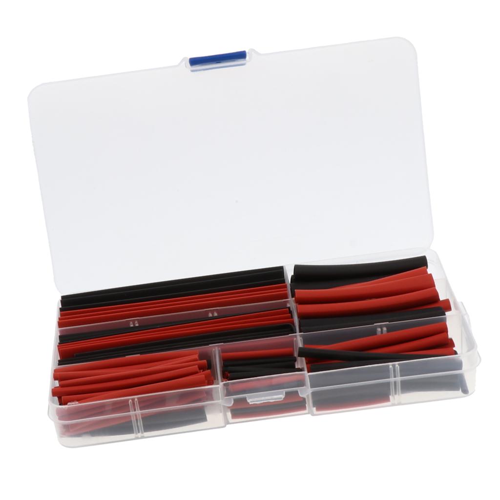 150 Pieces Heat Shrink Tube Wire Wrap Tubing Sleeve Assortment Black and Red