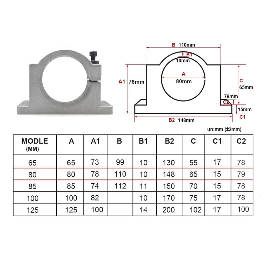 Spindle Motor Mount Bracket Clamp for CNC Engraving Machine 80mm