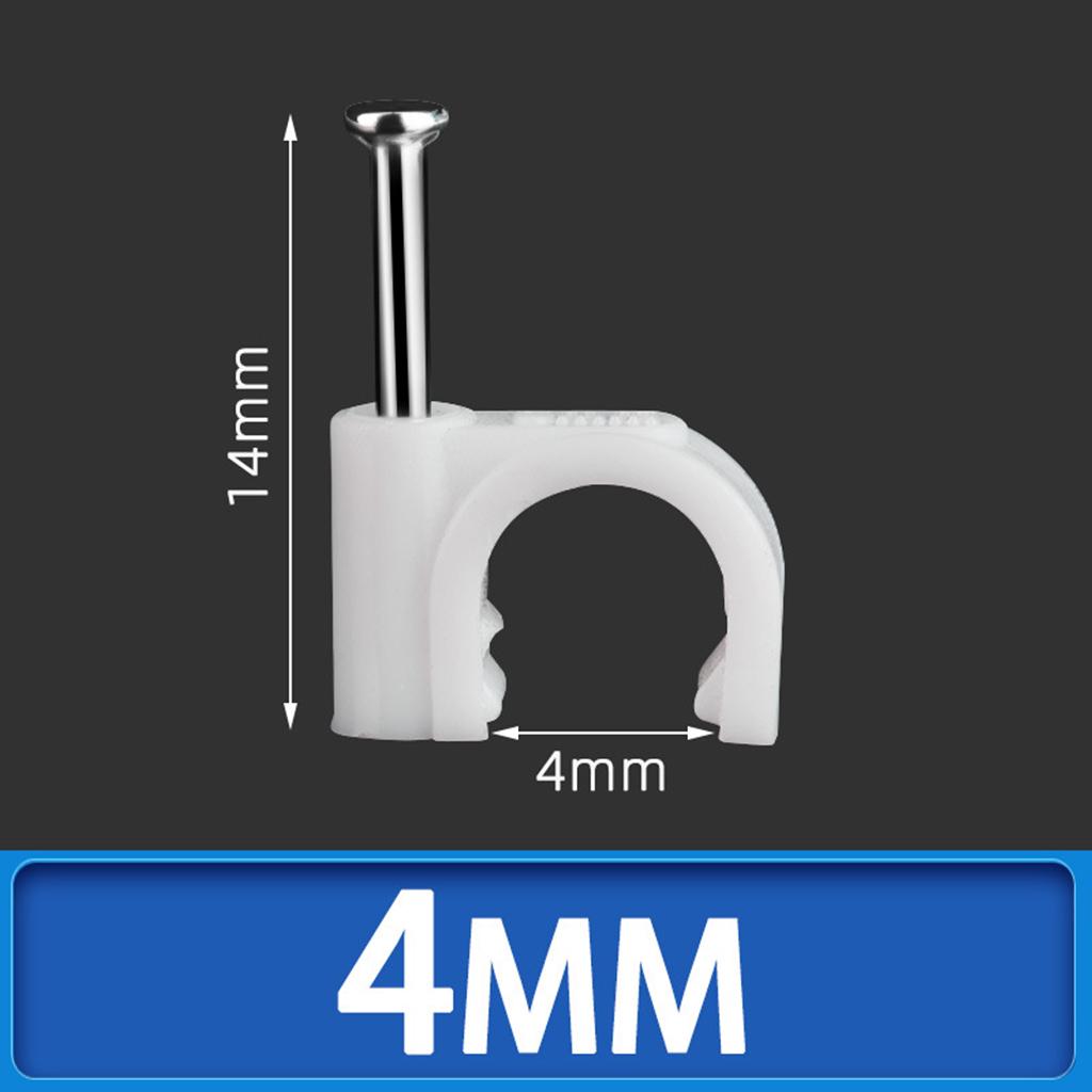 100pcs Plastic Electrical Wire Cable Clips High Carbon Steel Nail 4-25mm 4mm