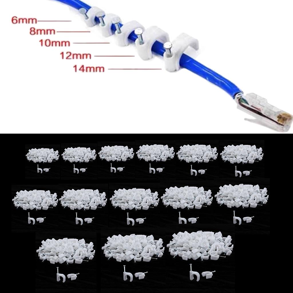 100pcs Plastic Electrical Wire Cable Clips High Carbon Steel Nail 4-25mm 4mm