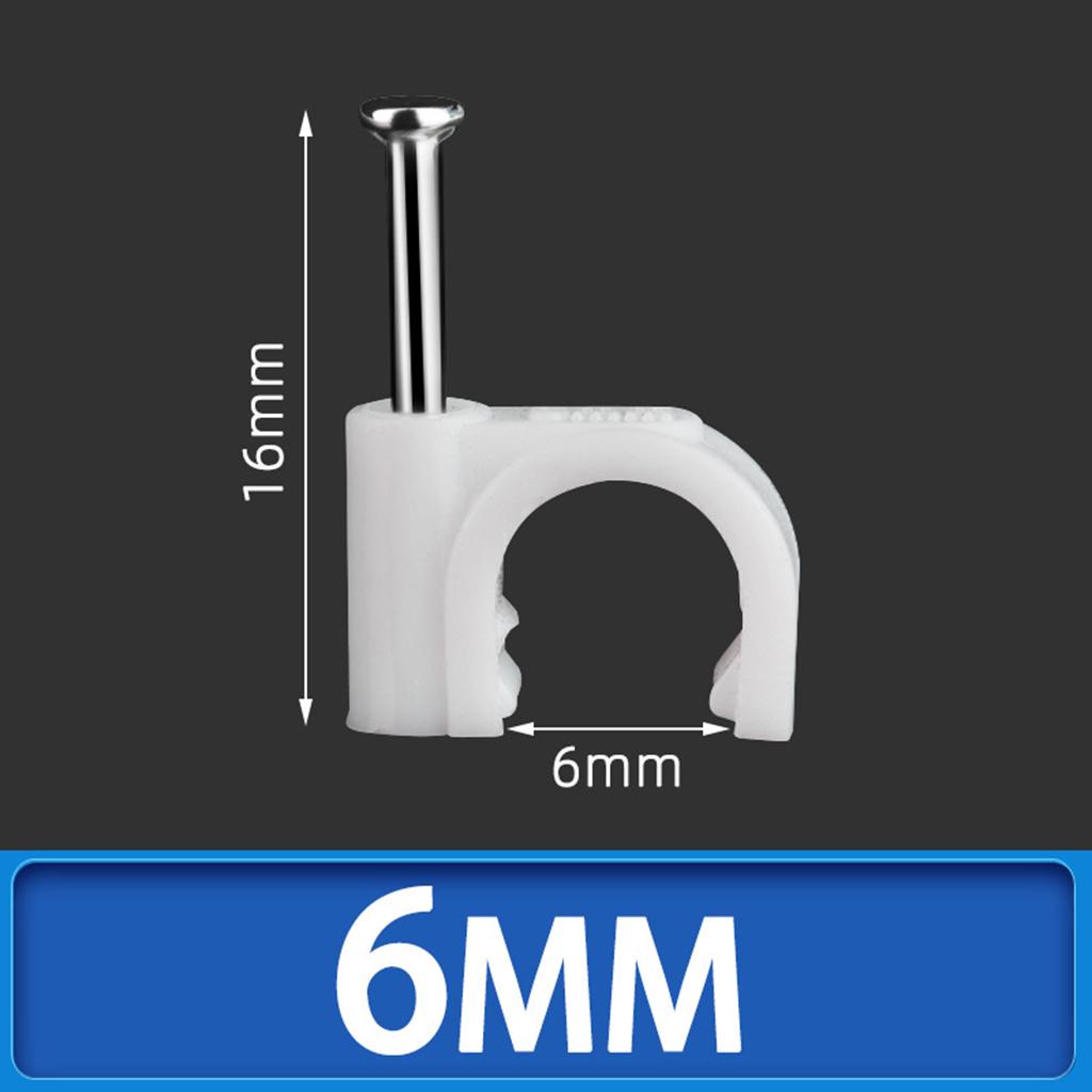 100pcs Plastic Electrical Wire Cable Clips High Carbon Steel Nail 4-25mm 6mm