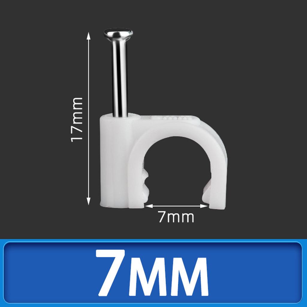 100pcs Plastic Electrical Wire Cable Clips High Carbon Steel Nail 4-25mm 7mm