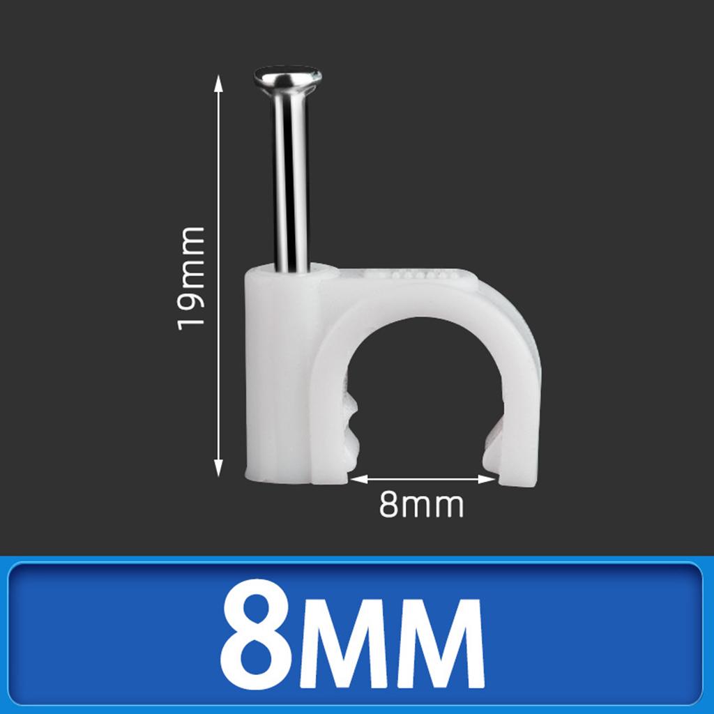 100pcs Plastic Electrical Wire Cable Clips High Carbon Steel Nail 4-25mm 8mm