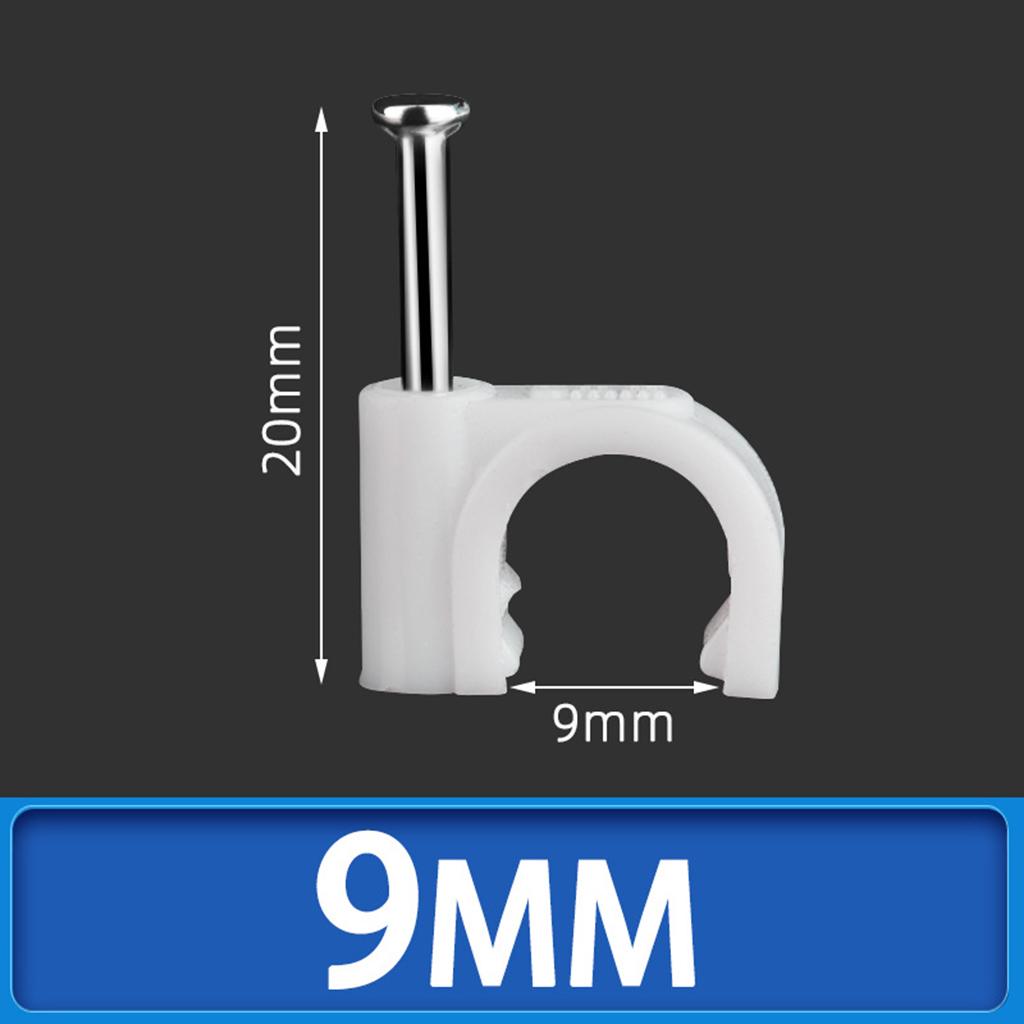 100pcs Plastic Electrical Wire Cable Clips High Carbon Steel Nail 4-25mm 9mm