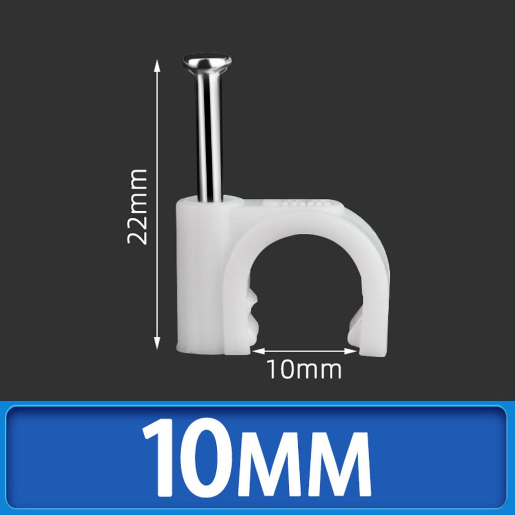 100pcs Plastic Electrical Wire Cable Clips High Carbon Steel Nail 4-25mm 10mm