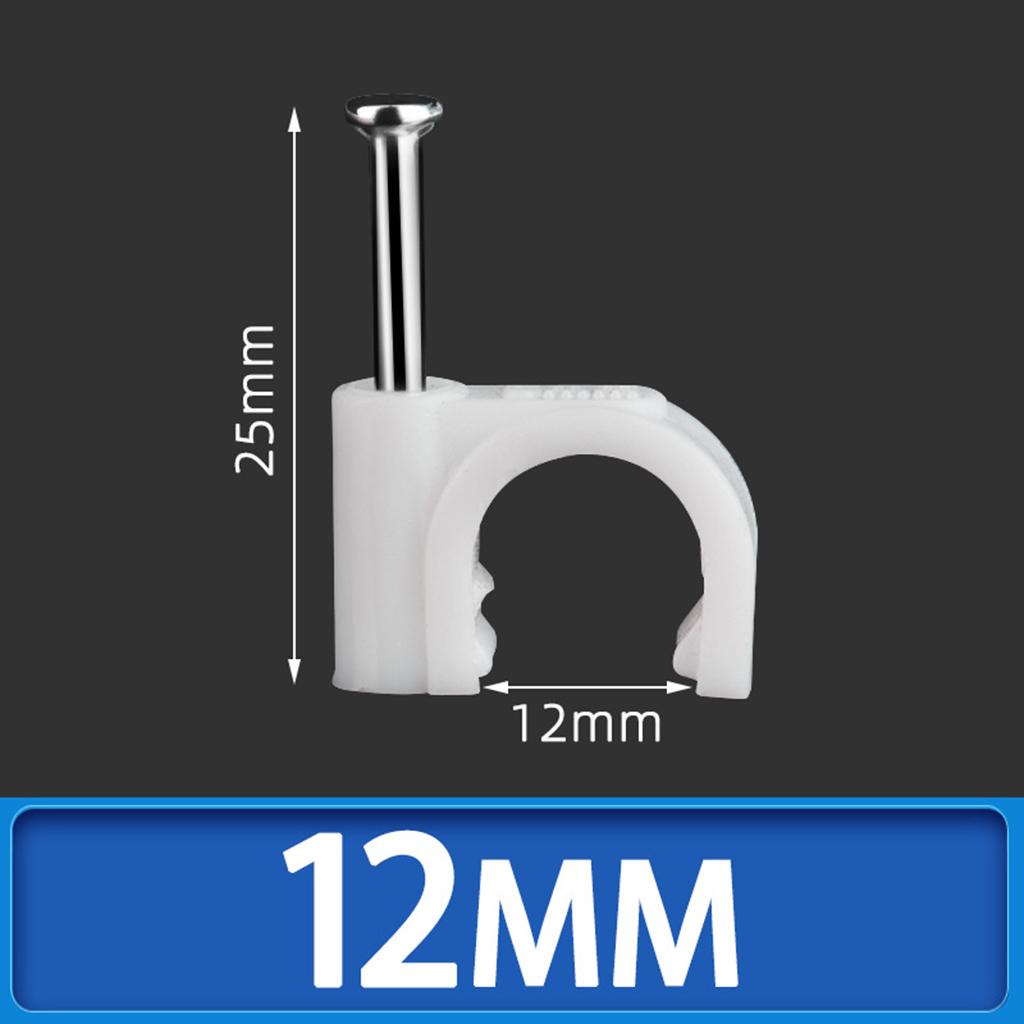 100pcs Plastic Electrical Wire Cable Clips High Carbon Steel Nail 4-25mm 12mm