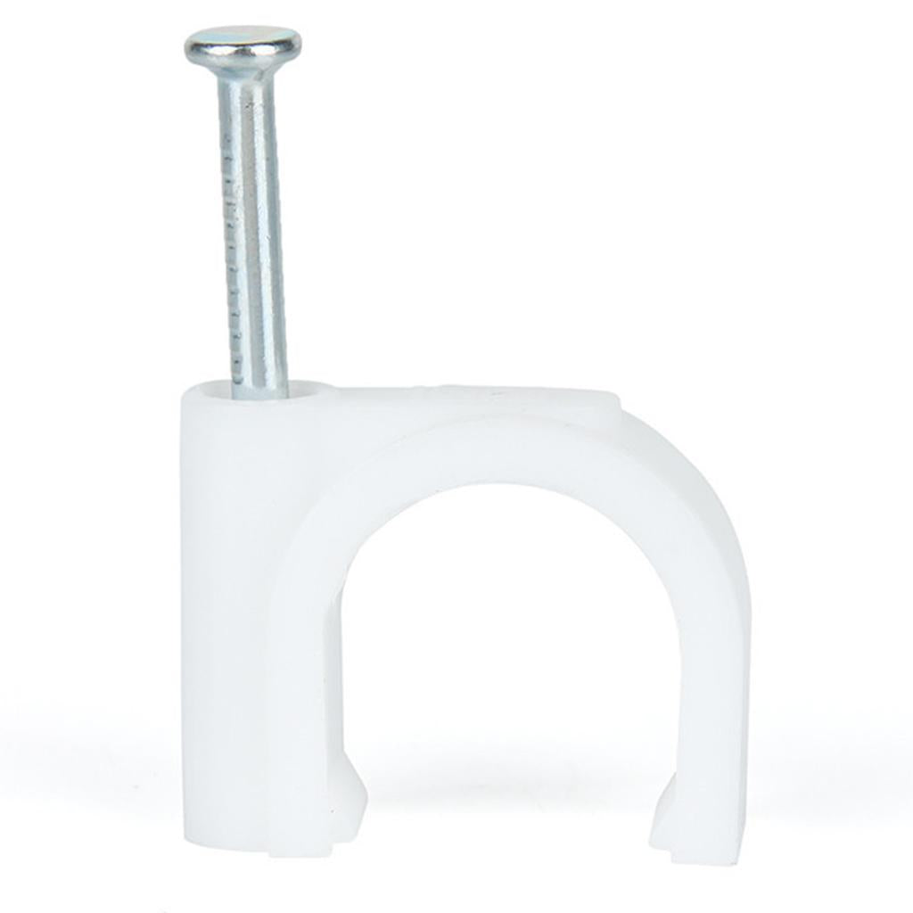 100pcs Plastic Electrical Wire Cable Clips High Carbon Steel Nail 4-25mm 12mm