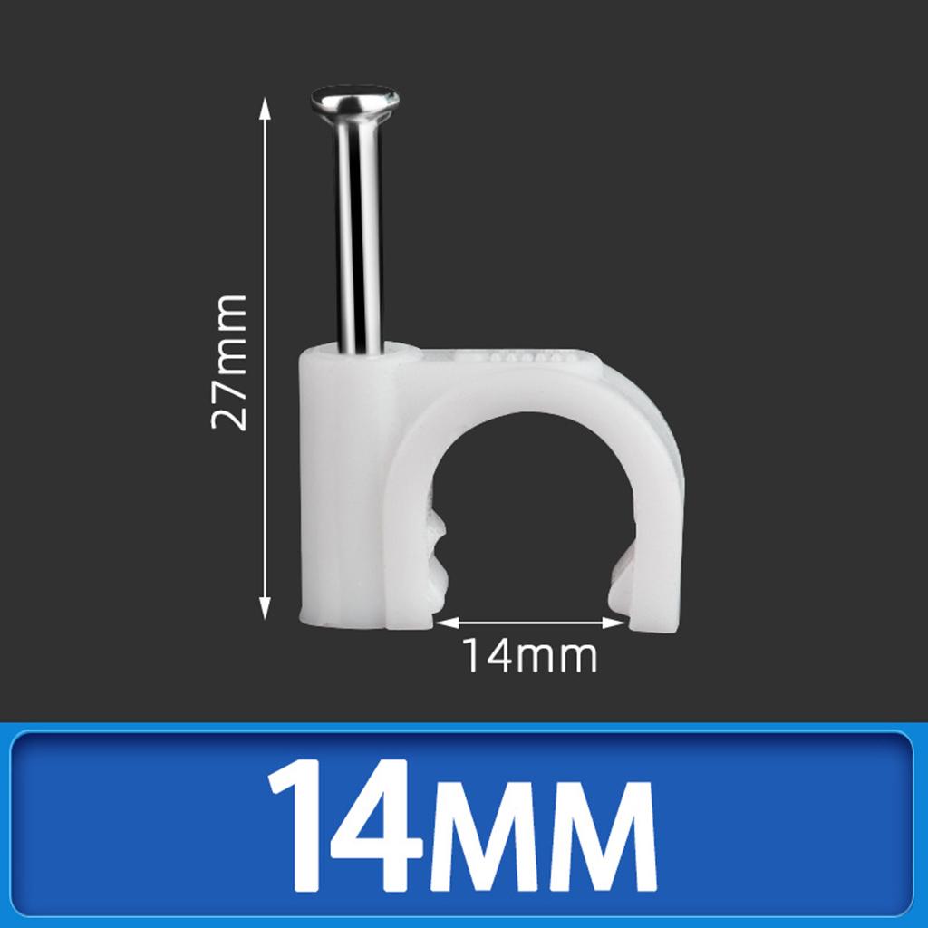 100pcs Plastic Electrical Wire Cable Clips High Carbon Steel Nail 4-25mm 14mm