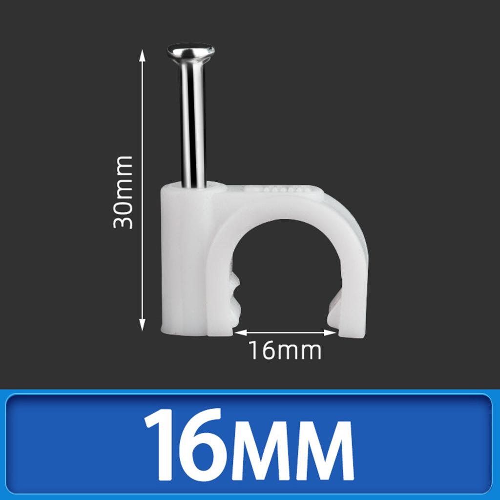 100pcs Plastic Electrical Wire Cable Clips High Carbon Steel Nail 4-25mm 16mm