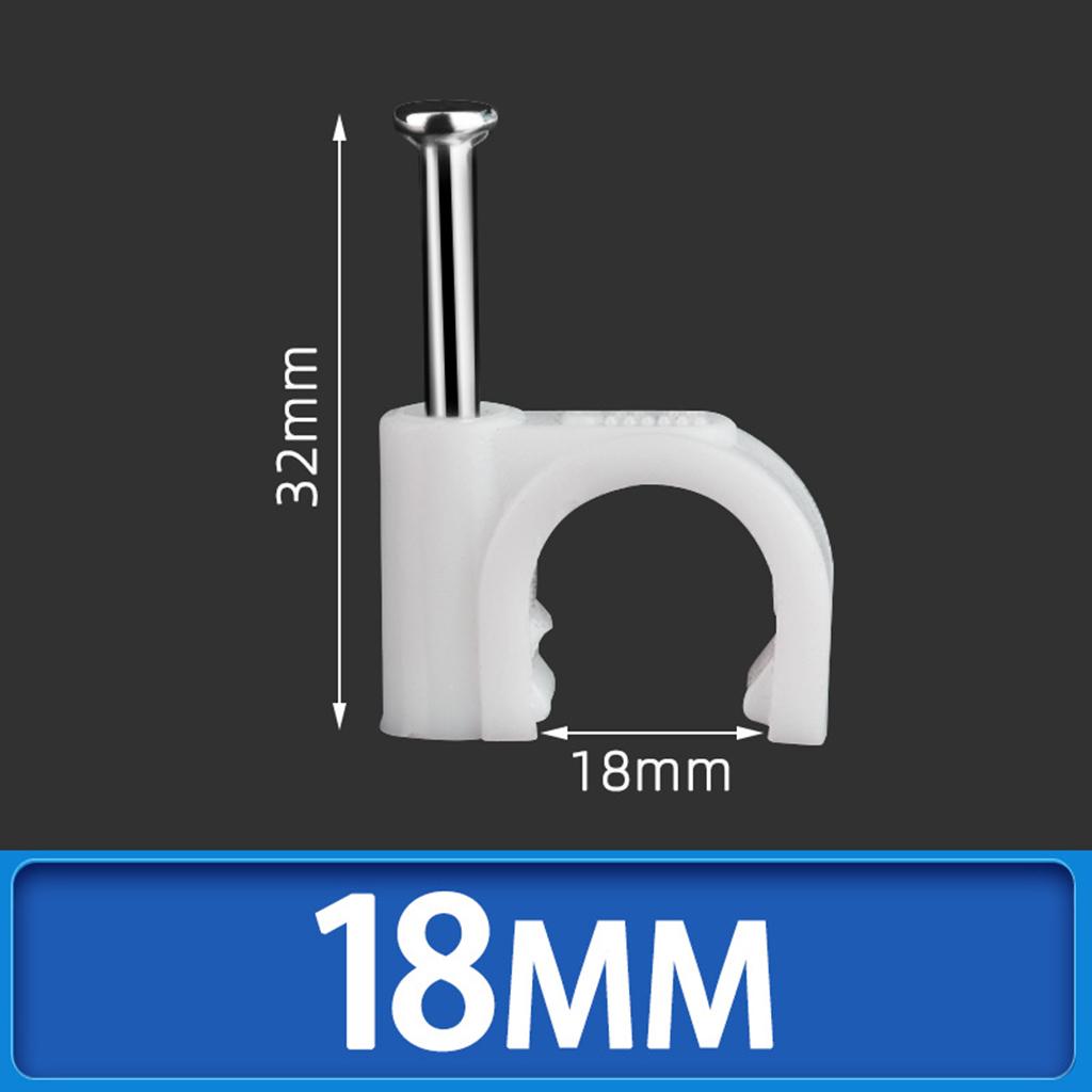 100pcs Plastic Electrical Wire Cable Clips High Carbon Steel Nail 4-25mm 18mm