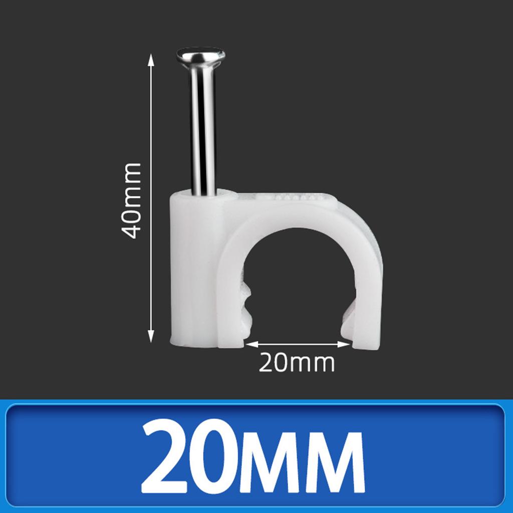 100pcs Plastic Electrical Wire Cable Clips High Carbon Steel Nail 4-25mm 20mm