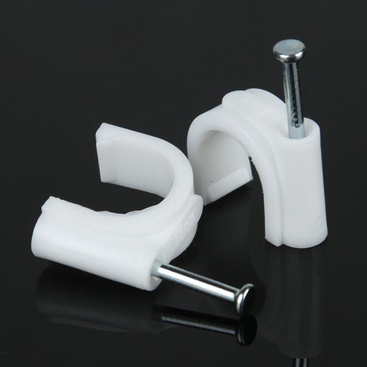 100pcs Plastic Electrical Wire Cable Clips High Carbon Steel Nail 4-25mm 22mm