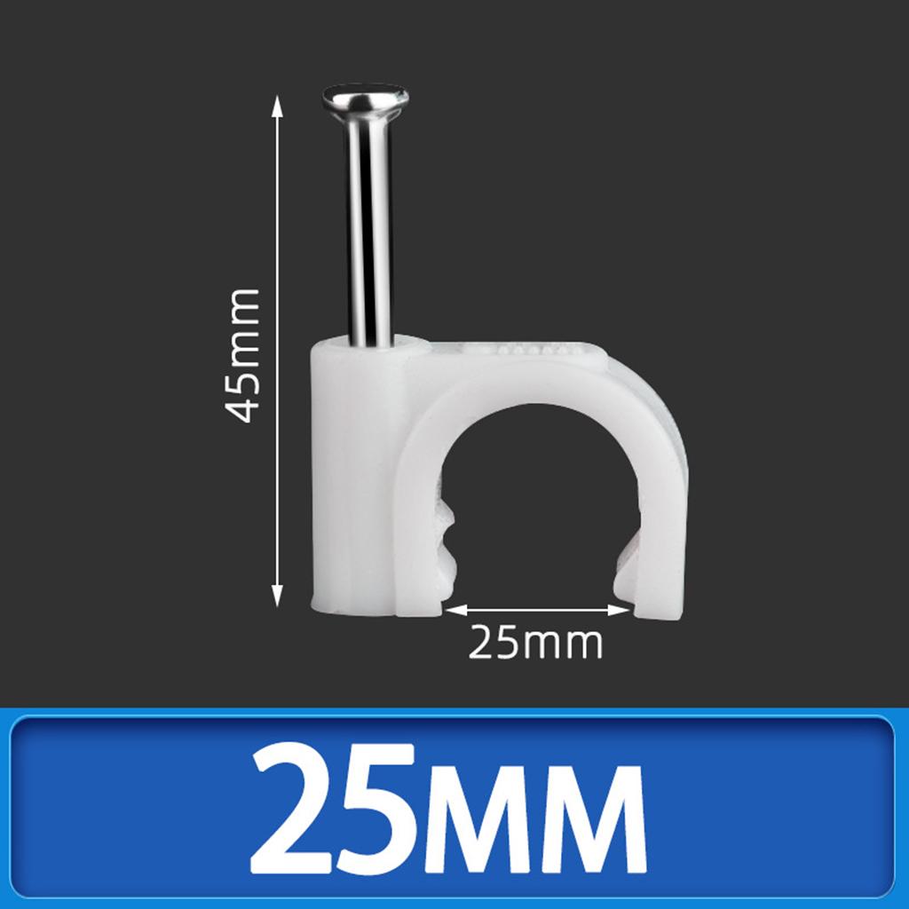 100pcs Plastic Electrical Wire Cable Clips High Carbon Steel Nail 4-25mm 25mm