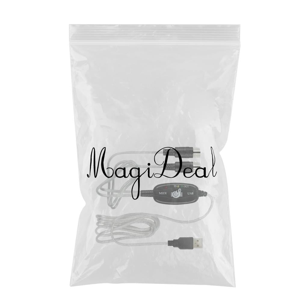 2m USB IN OUT MIDI Interface Cable Converter PC to Music Keyboard Adapter
