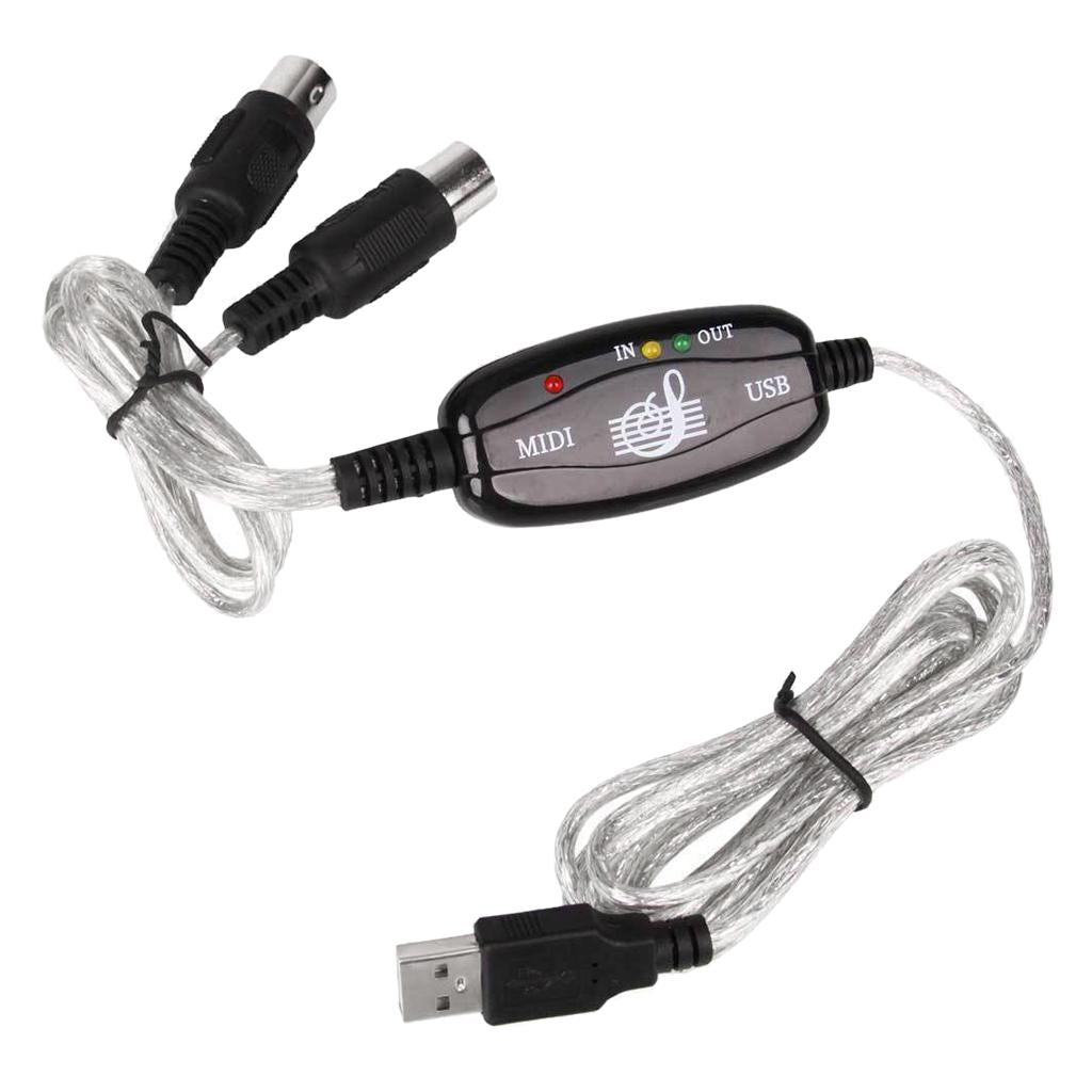 2m USB IN OUT MIDI Interface Cable Converter PC to Music Keyboard Adapter