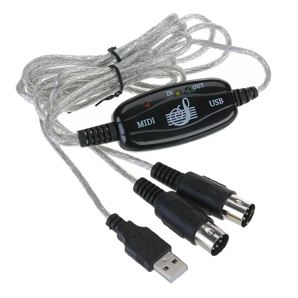 2m USB IN OUT MIDI Interface Cable Converter PC to Music Keyboard Adapter