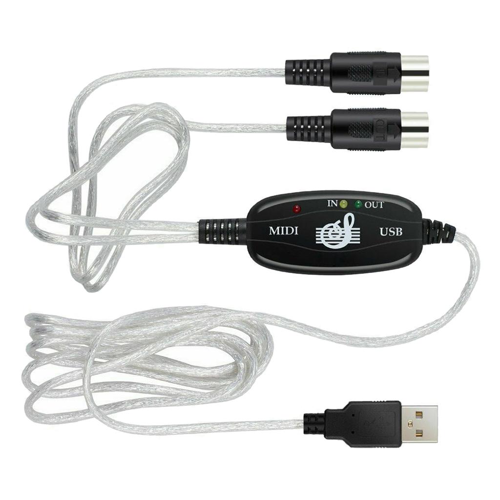 2m USB IN OUT MIDI Interface Cable Converter PC to Music Keyboard Adapter