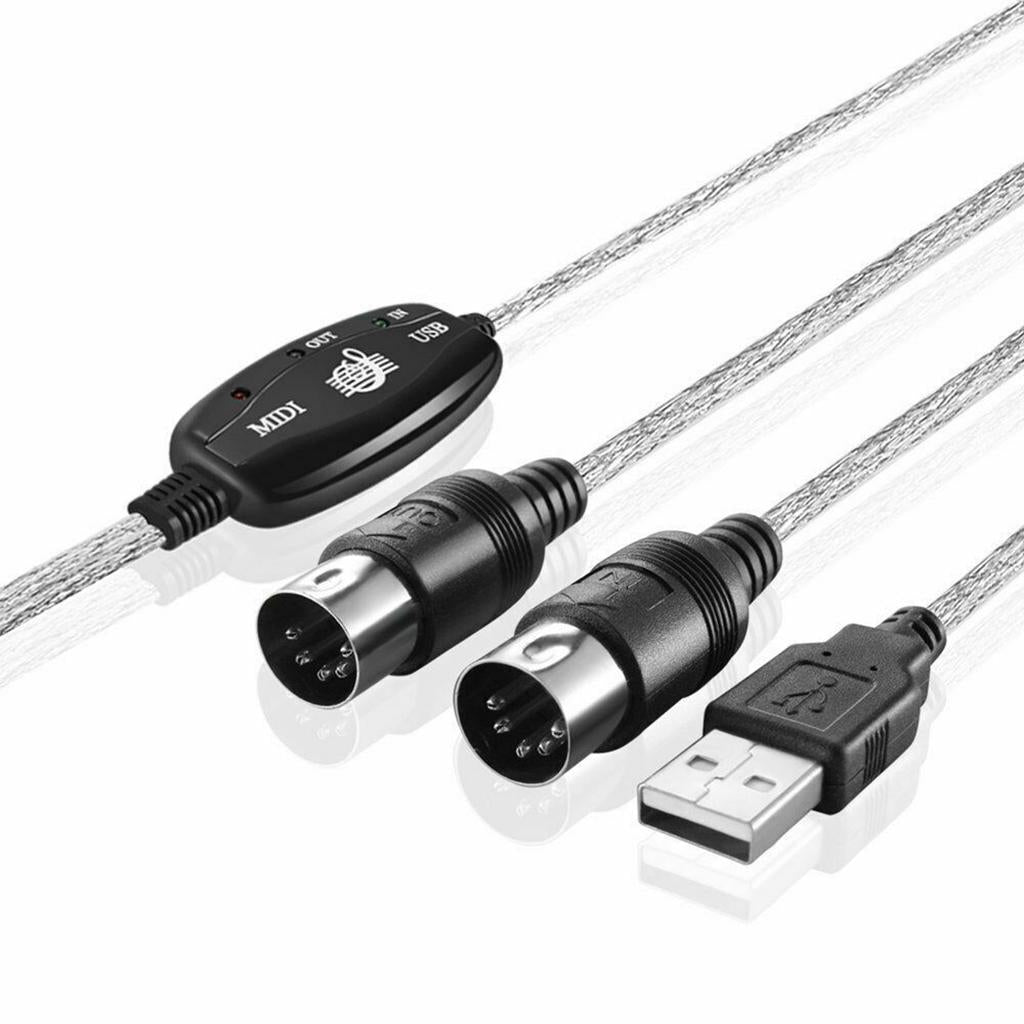 2m USB IN OUT MIDI Interface Cable Converter PC to Music Keyboard Adapter