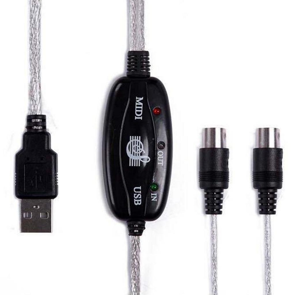 2m USB IN OUT MIDI Interface Cable Converter PC to Music Keyboard Adapter