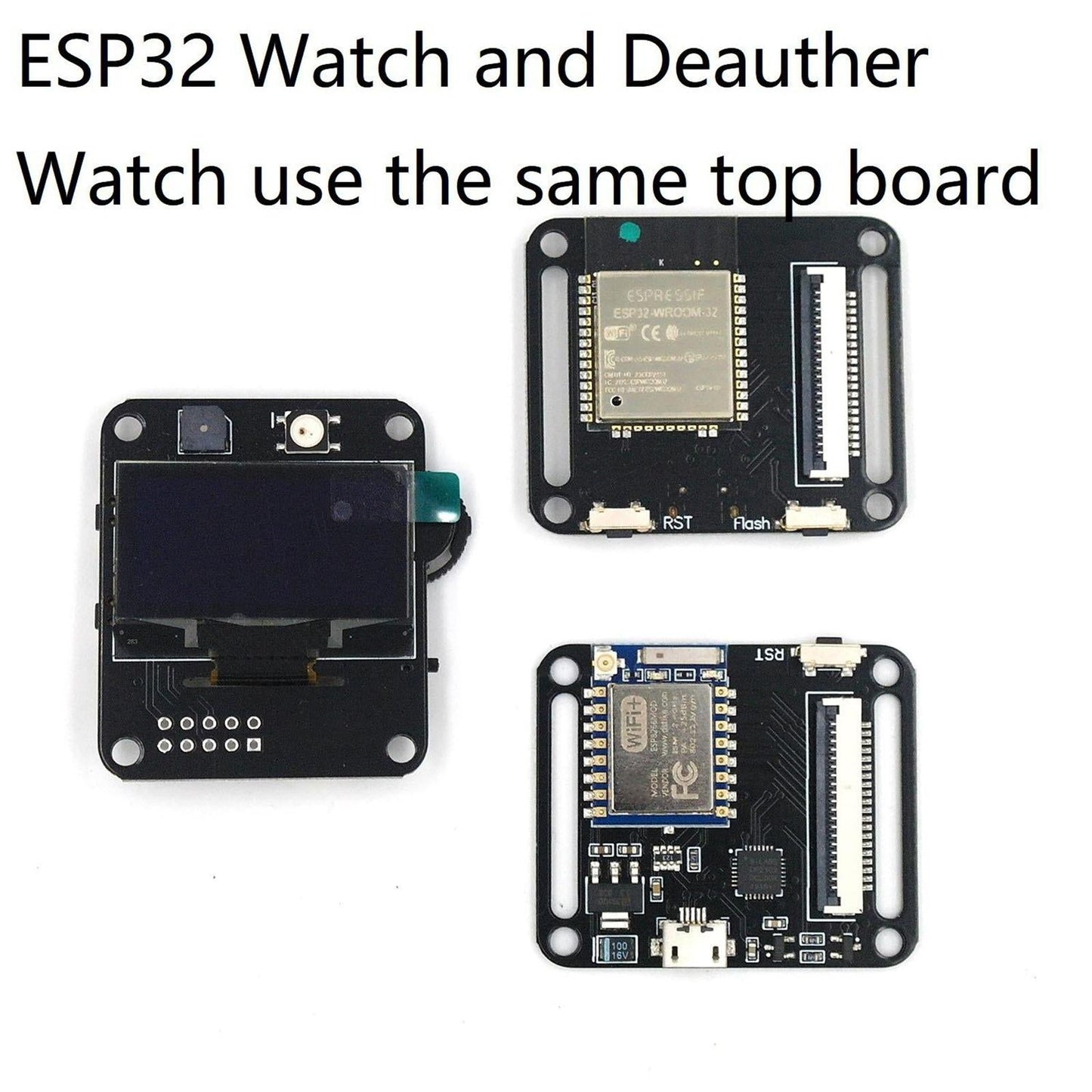 Professional WiFi Test Tool ESP8266 WiFi Deauther Watch  Black