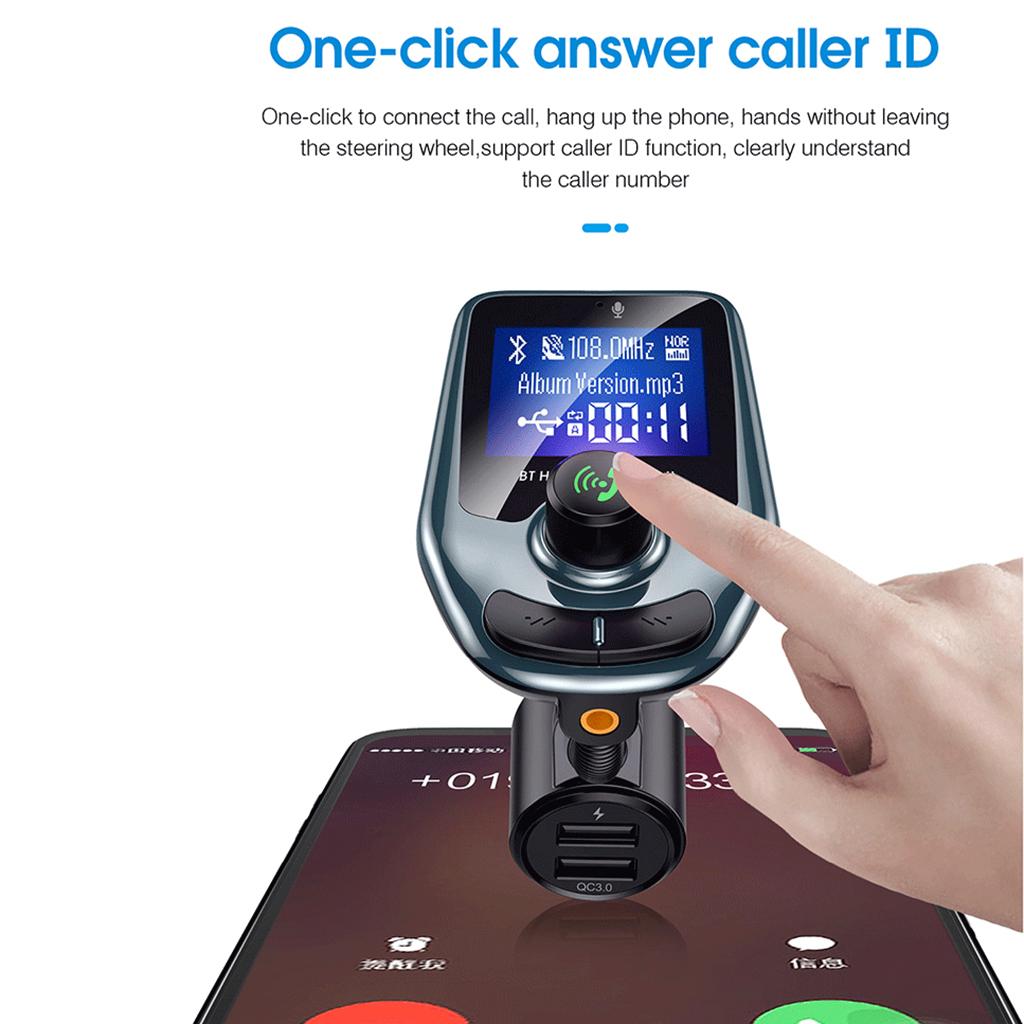 In-Car Bluetooth FM Transmitter Radio Adapter 3.0 Inch Display Audio Players green