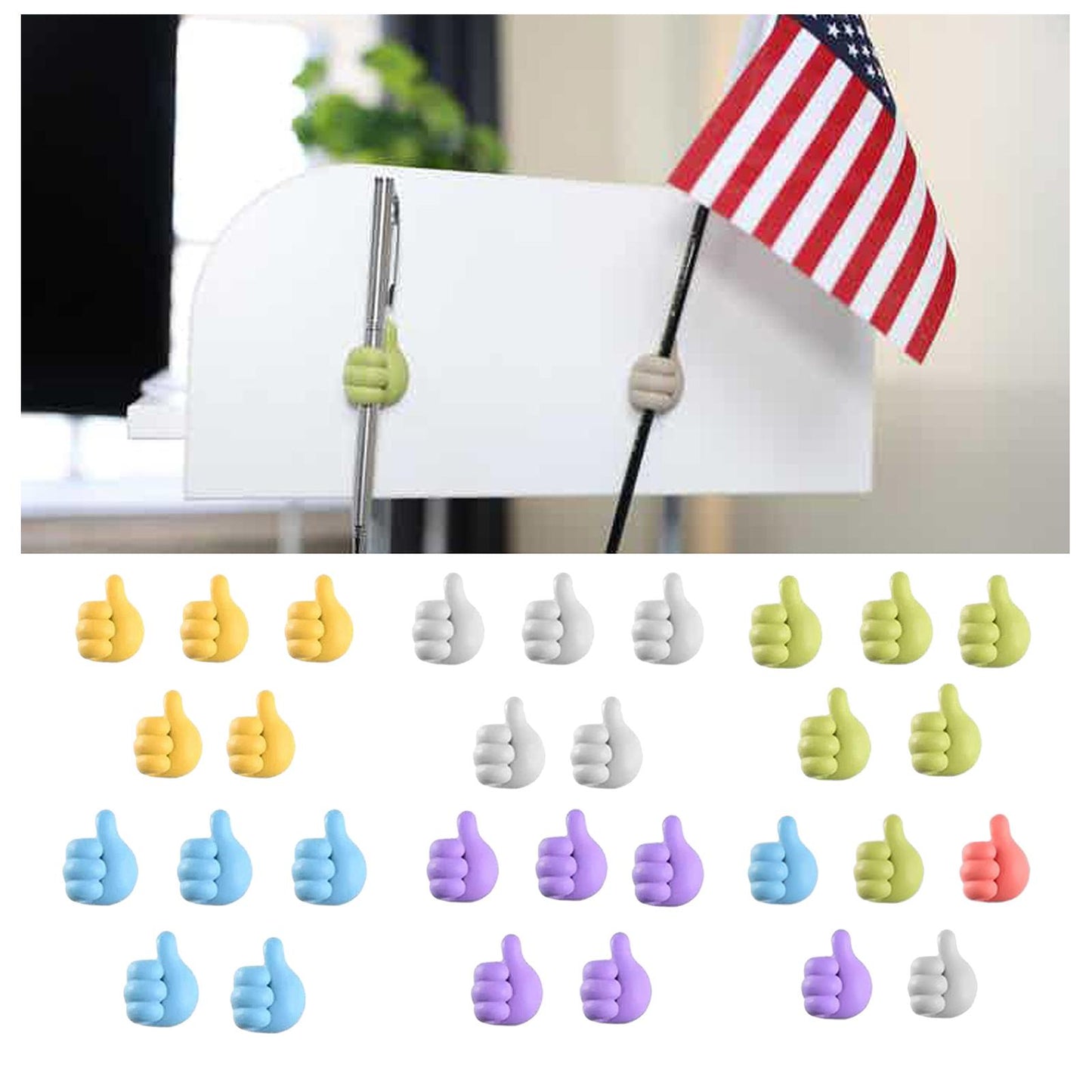 5PCS Cable Clips Organizer Office Household Hooks Clip Holder  Yellow