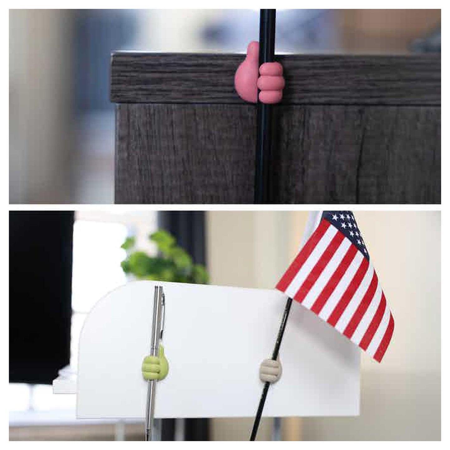 5PCS Cable Clips Organizer Office Household Hooks Clip Holder  Green