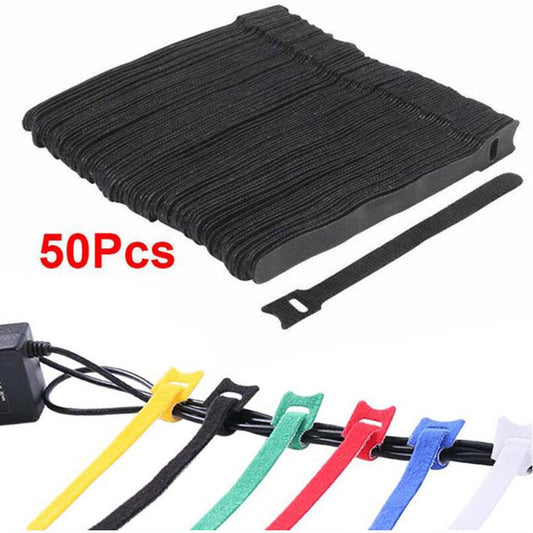 50pcs Cable Cord Tie Straps Reusable Cable Ties Cord Straps Black 12x200mm