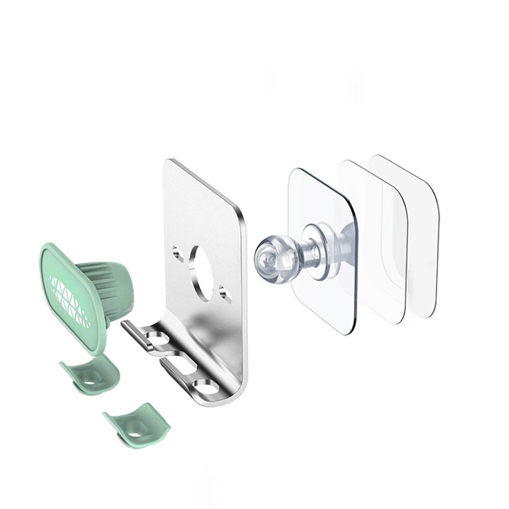 Shower Wall Phone Holder Hands Free Bathroom Kitchen Office Glass Mirrors green silver back
