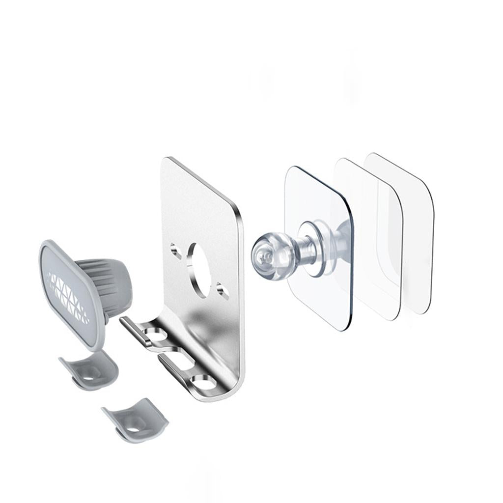 Shower Wall Phone Holder Hands Free Bathroom Kitchen Office Glass Mirrors gray silver back
