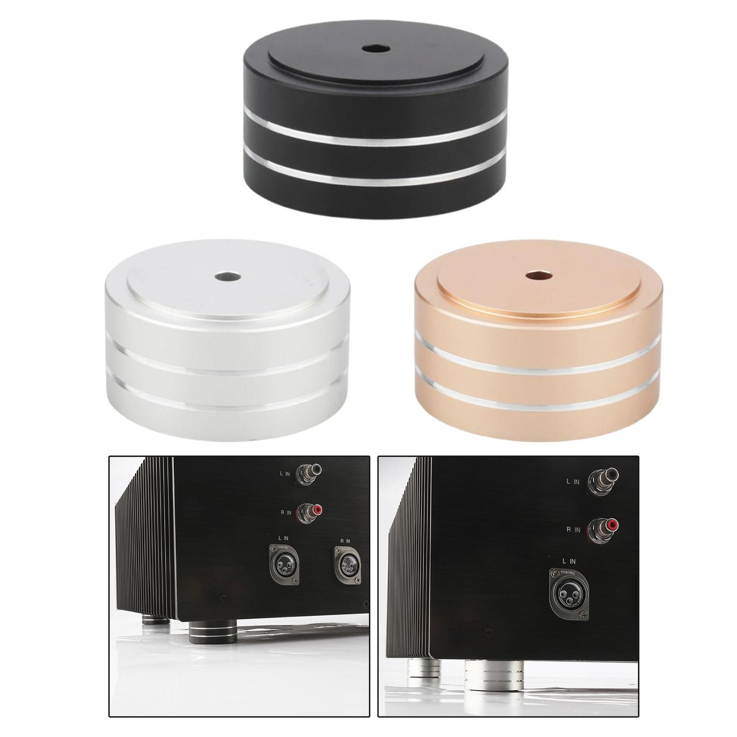 HiFi Aluminum Speaker Feet Shock Pad Spikes for Recorder DAC Devices Black