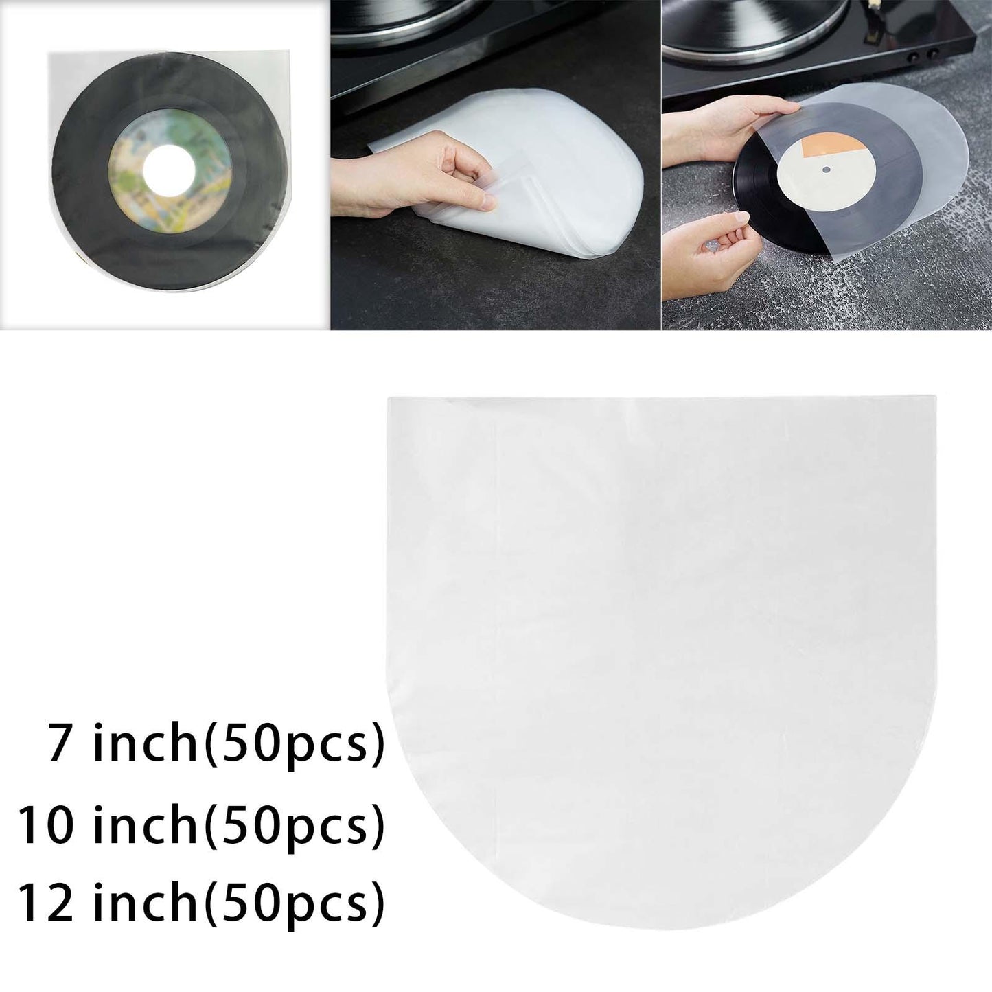 Portable Vinyl Record Inner Sleeves for Gramophone Record Turntable Player 7 inch
